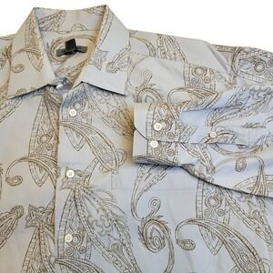 Johnston & Murphy Mens Large‎ L Blue Paisley Print Button Down Long Sleeve Shirt